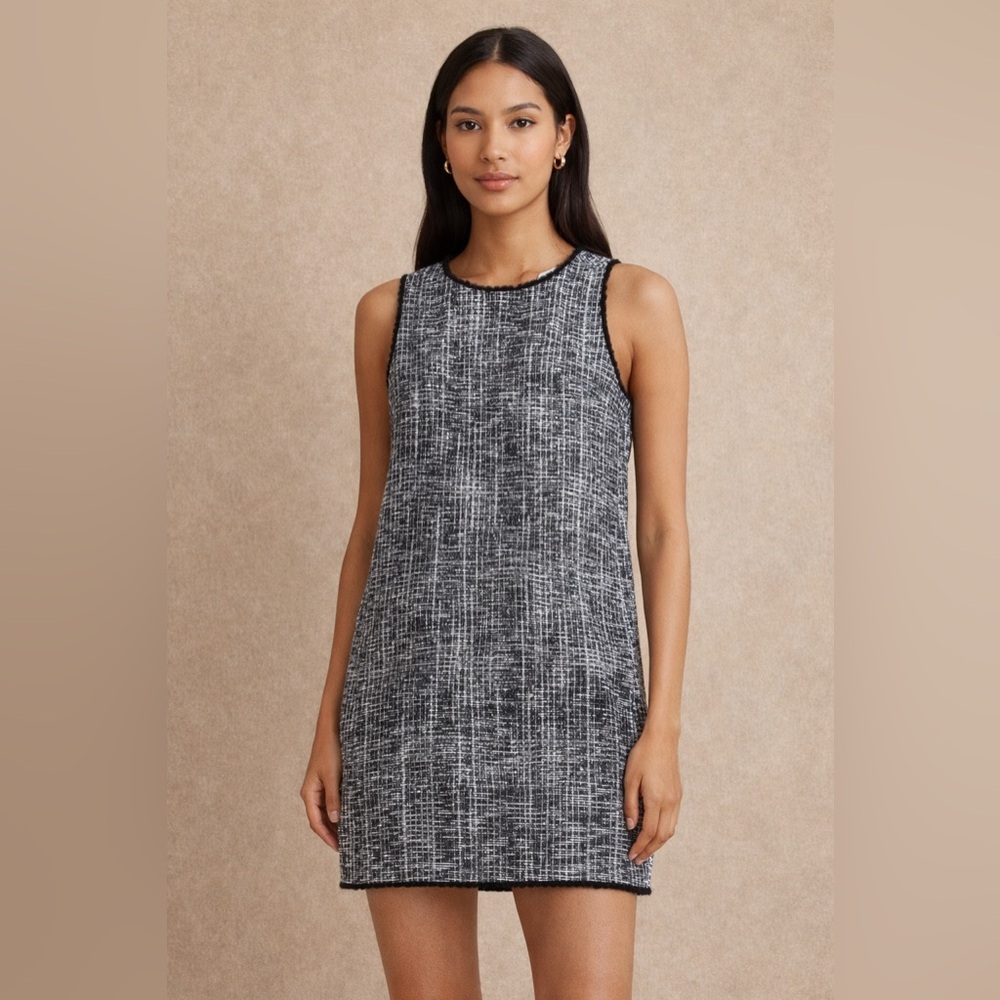 LOFT sleeveless Black and White tweed shift Knit Dress. Size xl - Picture 7 of 7